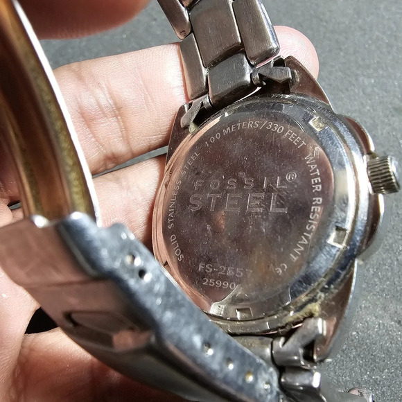 Fossil Steel Mens Quartz Analog Watch FS-2557 Stainless Steel Date Just Working - Picture 7 of 10